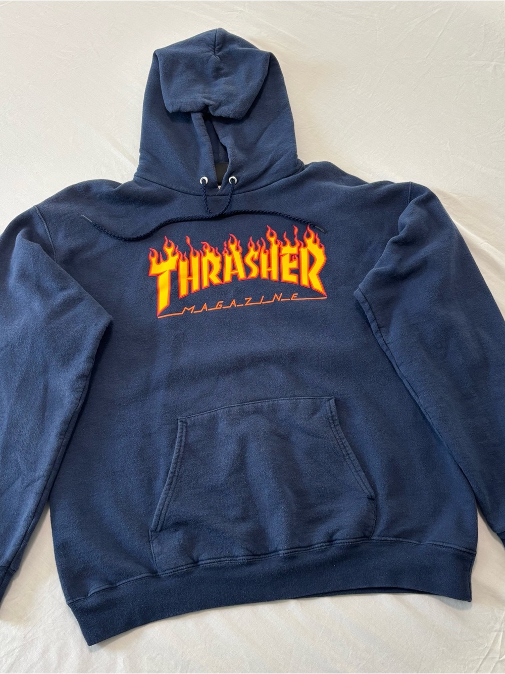 Thrasher Navy Flame Logo Pullover Hoodie - Men's